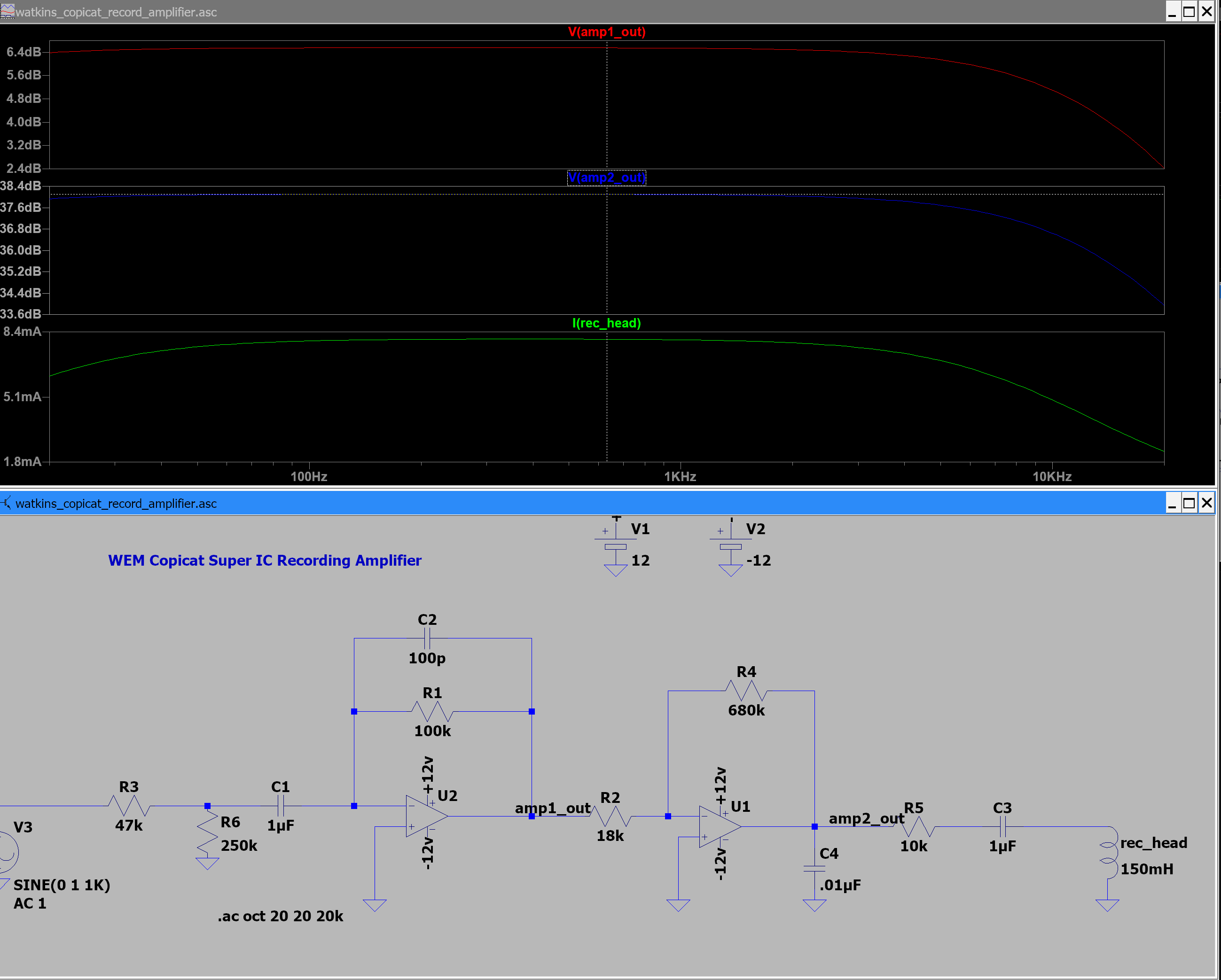 Copicat Recording Amplifier Circuit
